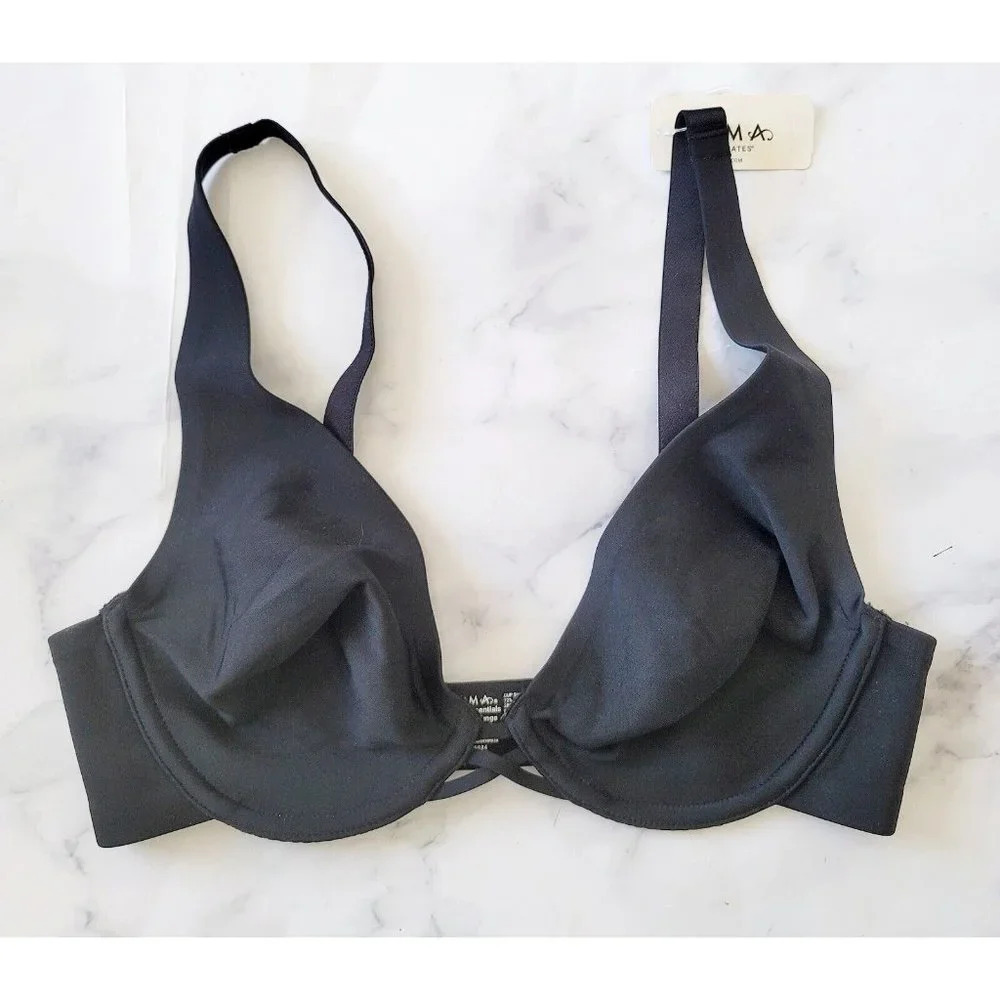 Soma Essential Unlined Plunge Black Underwire Unpadded Smooth Comfort Bra 32C